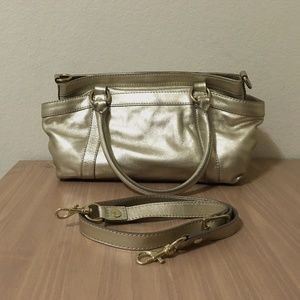 J. Crew Large Gold Crossbody Tote Hobo Bag